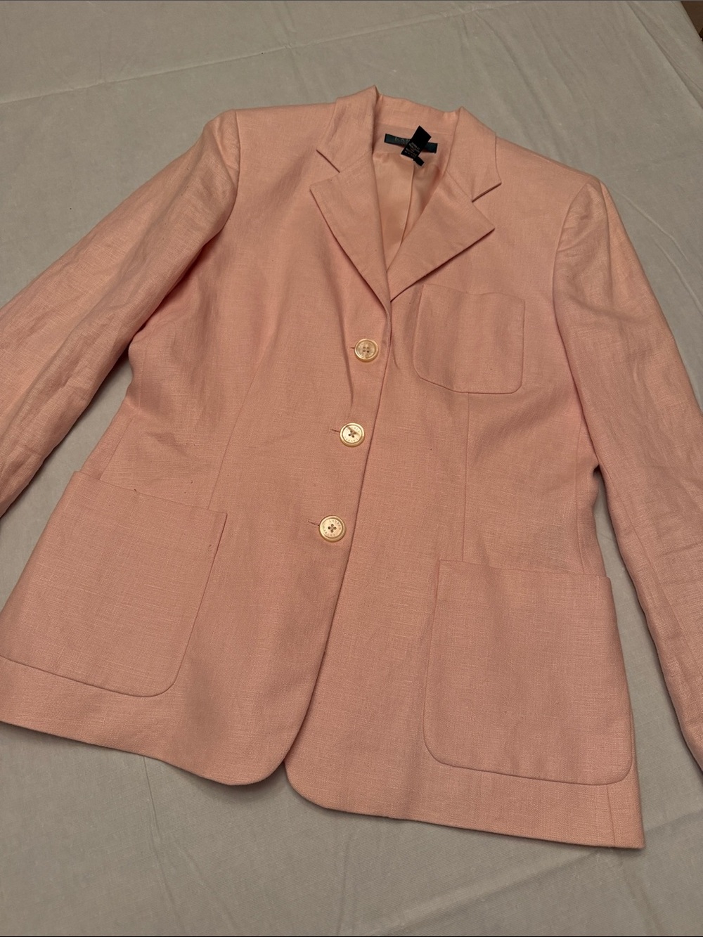 Lauren Ralph Lauren Pink Linen-Blend Blazer Jacket